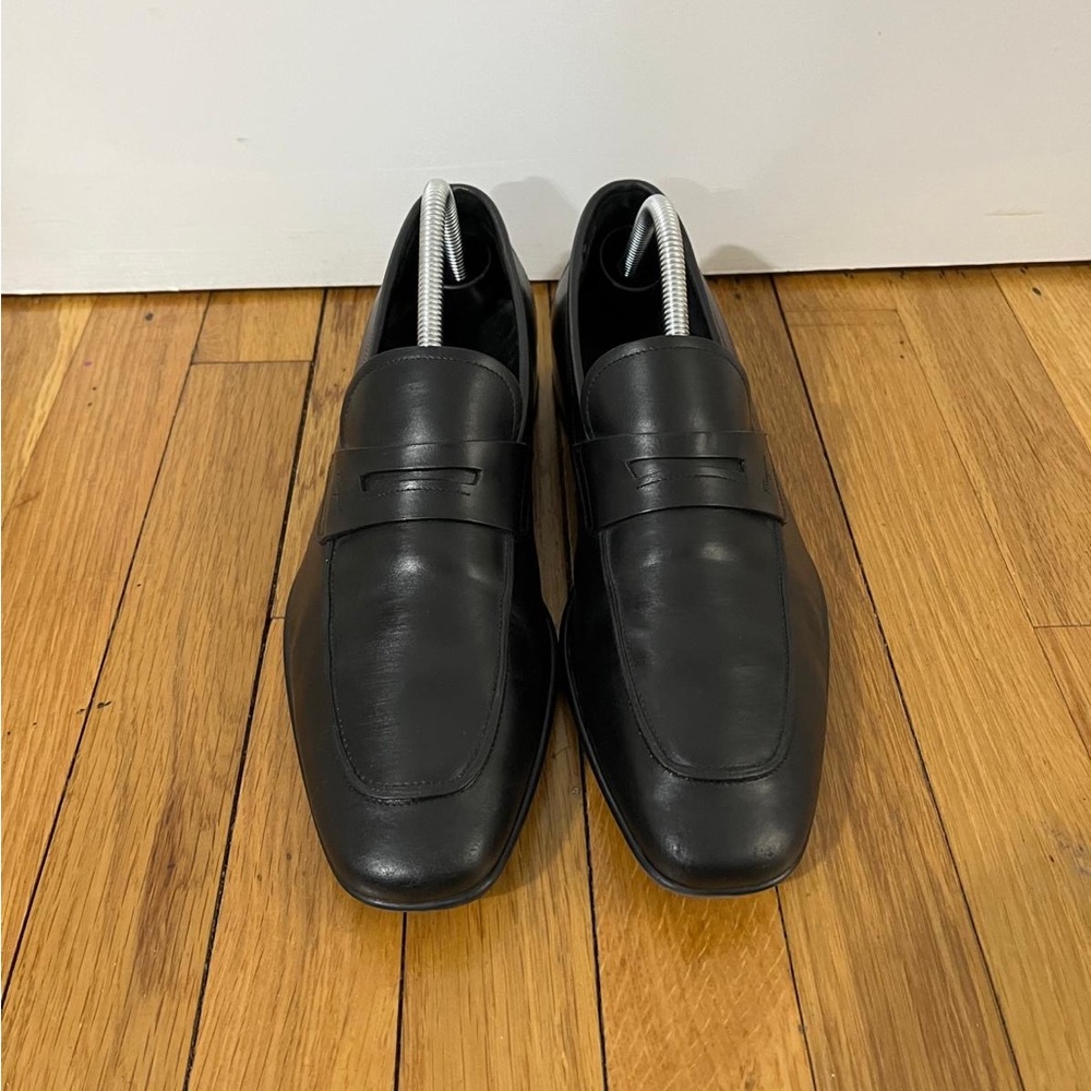 Salvatore Ferragamo Penny Loafers Men Size 8 Black Leather Slip On Shoes